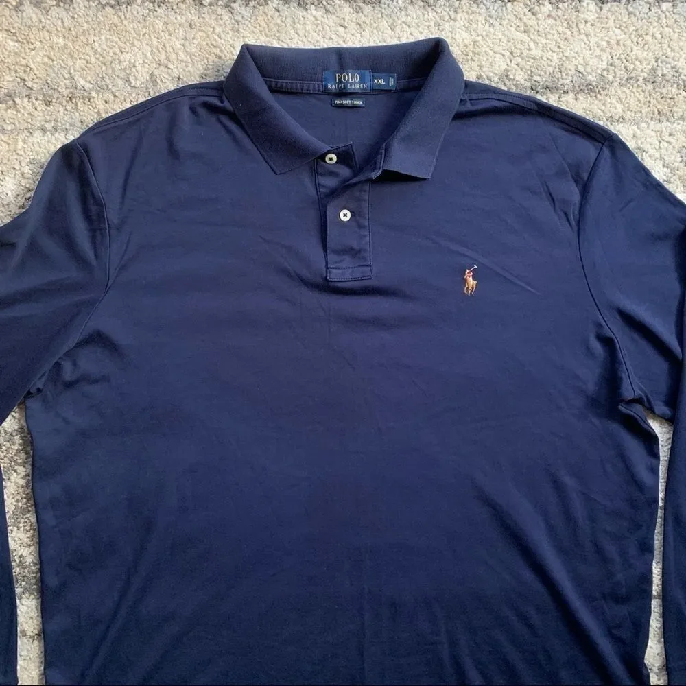 Polo Ralph Lauren Navy Long Sleeve Pima Soft Touch Polo XXL